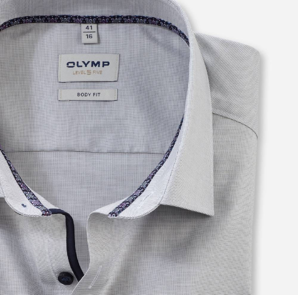 Olymp Camicia olymp level five grigio mastice slim fit cotone stretch Vendita