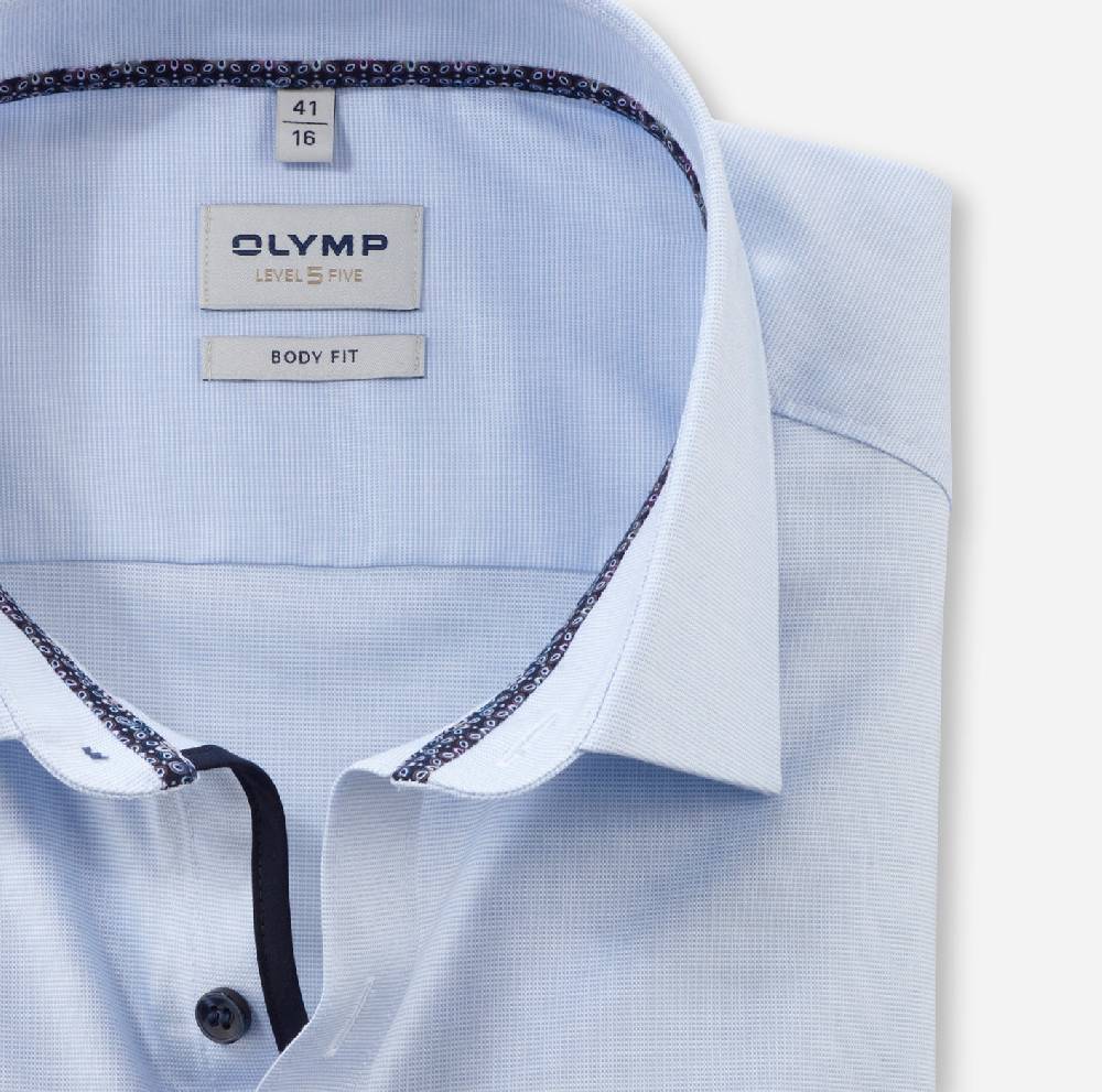 Olymp Camicia olymp level five celeste slim fit cotone stretch Promozione