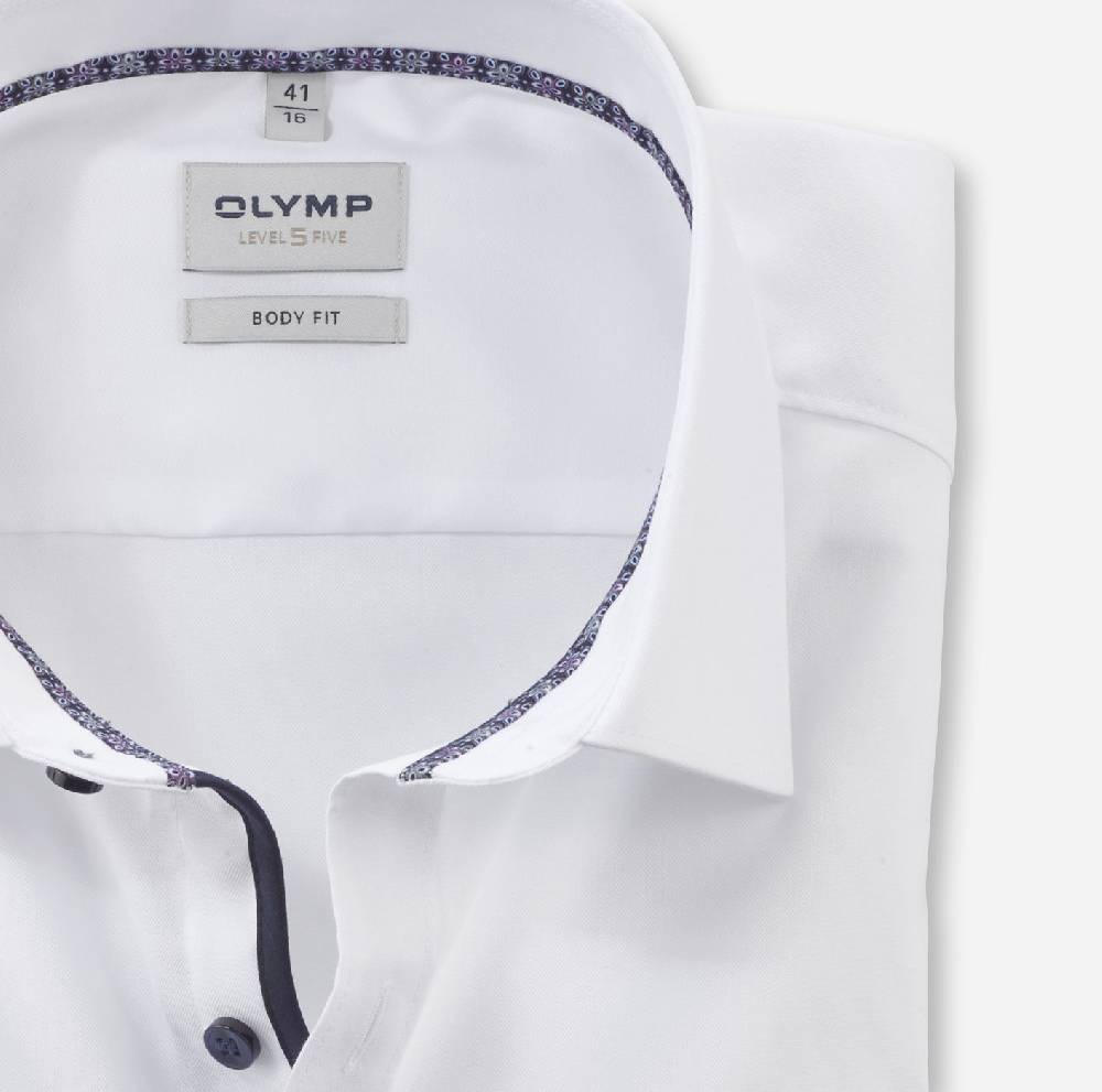 Olymp Camicia olymp level five bianca slim fit cotone stretch Spedizione Gratuita