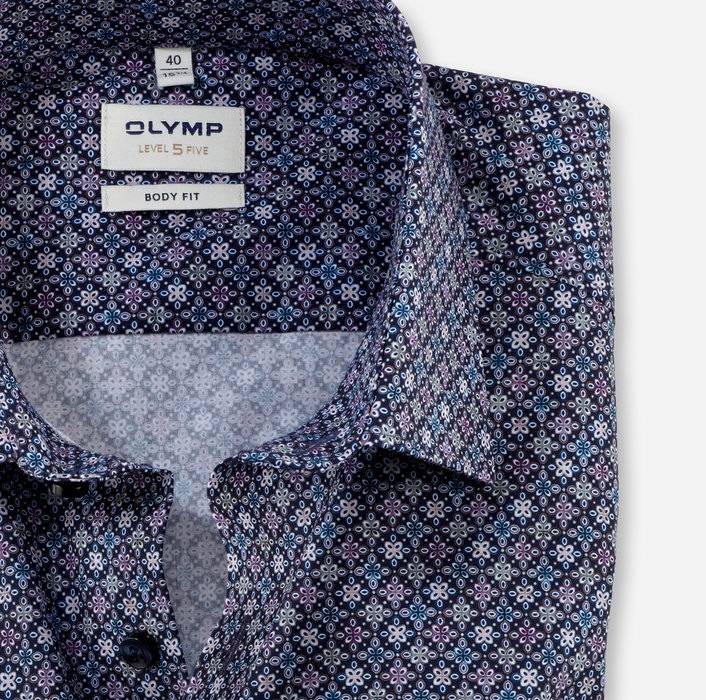 Olymp Camicia olymp slim fit blu cotone stretch stampato Pezzi Unici