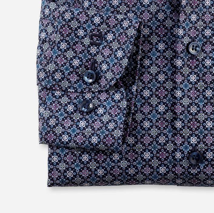 Olymp Camicia olymp slim fit blu cotone stretch stampato Pezzi Unici
