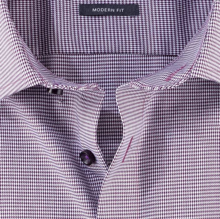 Olymp Camicia olymp a quadrettini prugna modern fit con taschino Offerta