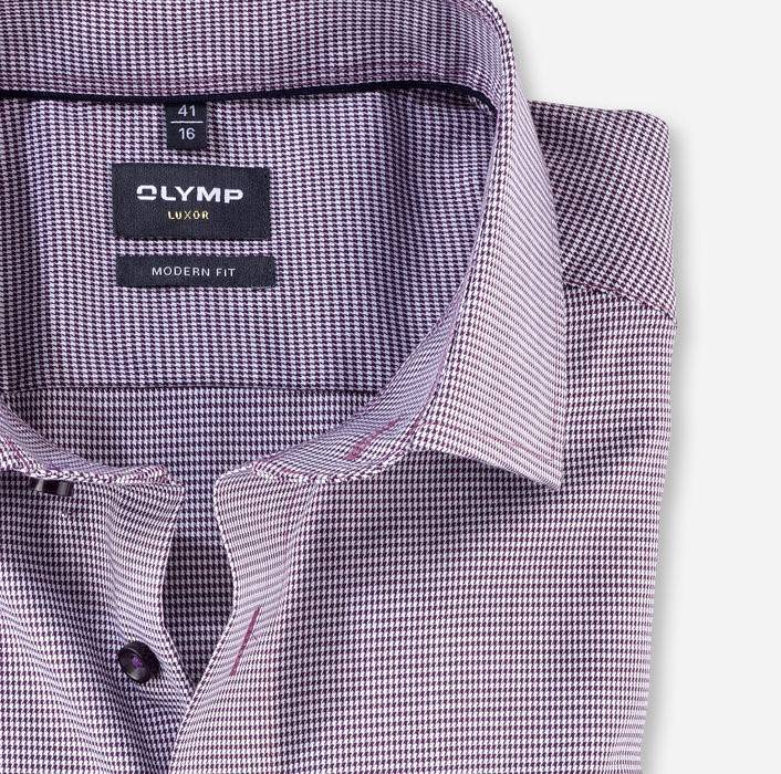 Olymp Camicia olymp a quadrettini prugna modern fit con taschino Offerta