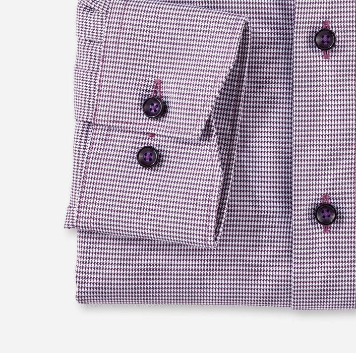 Olymp Camicia olymp a quadrettini prugna modern fit con taschino Offerta