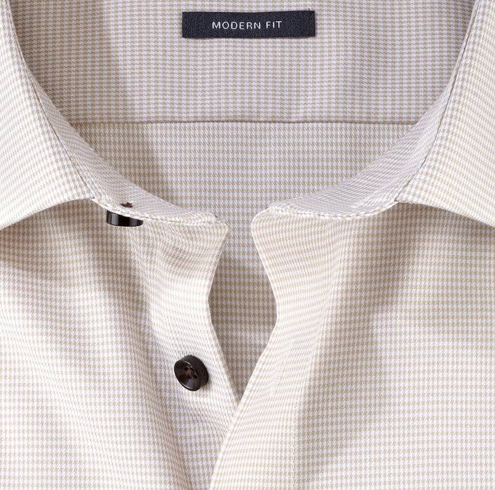 Olymp Camicia olymp a quadrettini beige modern fit con taschino Negozi Online