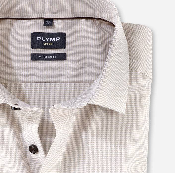 Olymp Camicia olymp a quadrettini beige modern fit con taschino Negozi Online
