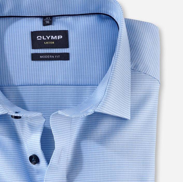 Olymp Camicia olymp a quadrettini celeste modern fit con taschino Acquista Ora