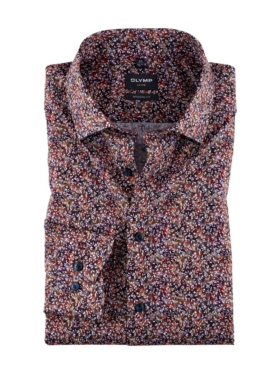 Olymp Camicia olymp fantasia floreale prugna modern fit Consegna Veloce