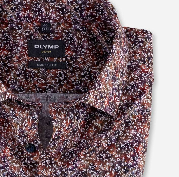 Olymp Camicia olymp fantasia floreale prugna modern fit Consegna Veloce