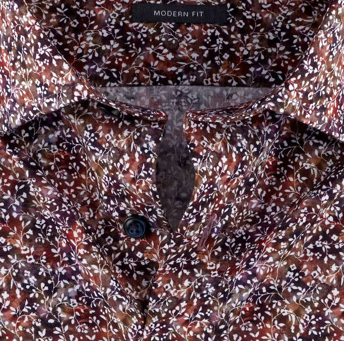 Olymp Camicia olymp fantasia floreale prugna modern fit Consegna Veloce