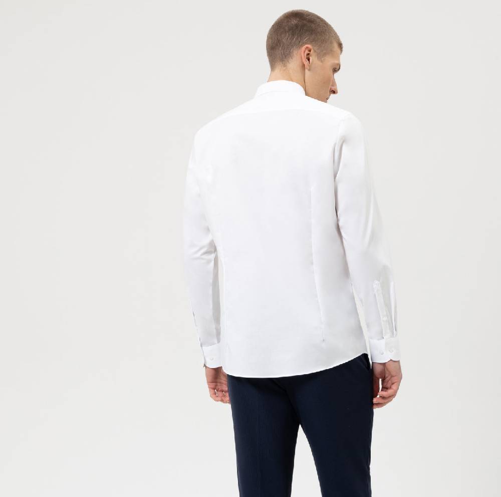 Olymp Camicia olymp bianca slim fit cotone twill stretch facile stiro Prezzo Ridotto