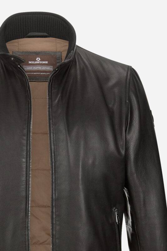 Milestone Bomber giubbino nero in pelle milestone Outlet