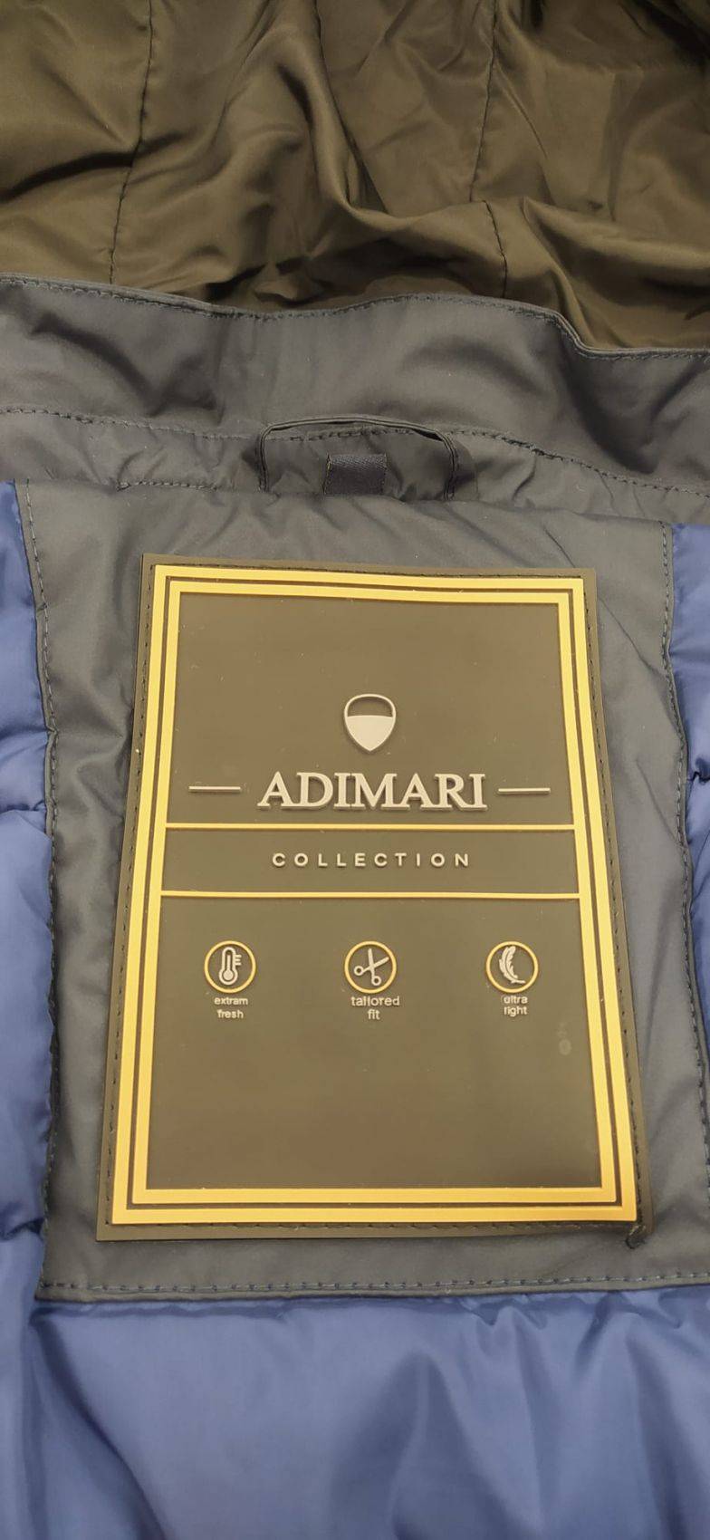 Adimari Parka in eco piuma blu adimari con cappuccio Saldi Di Fabbrica