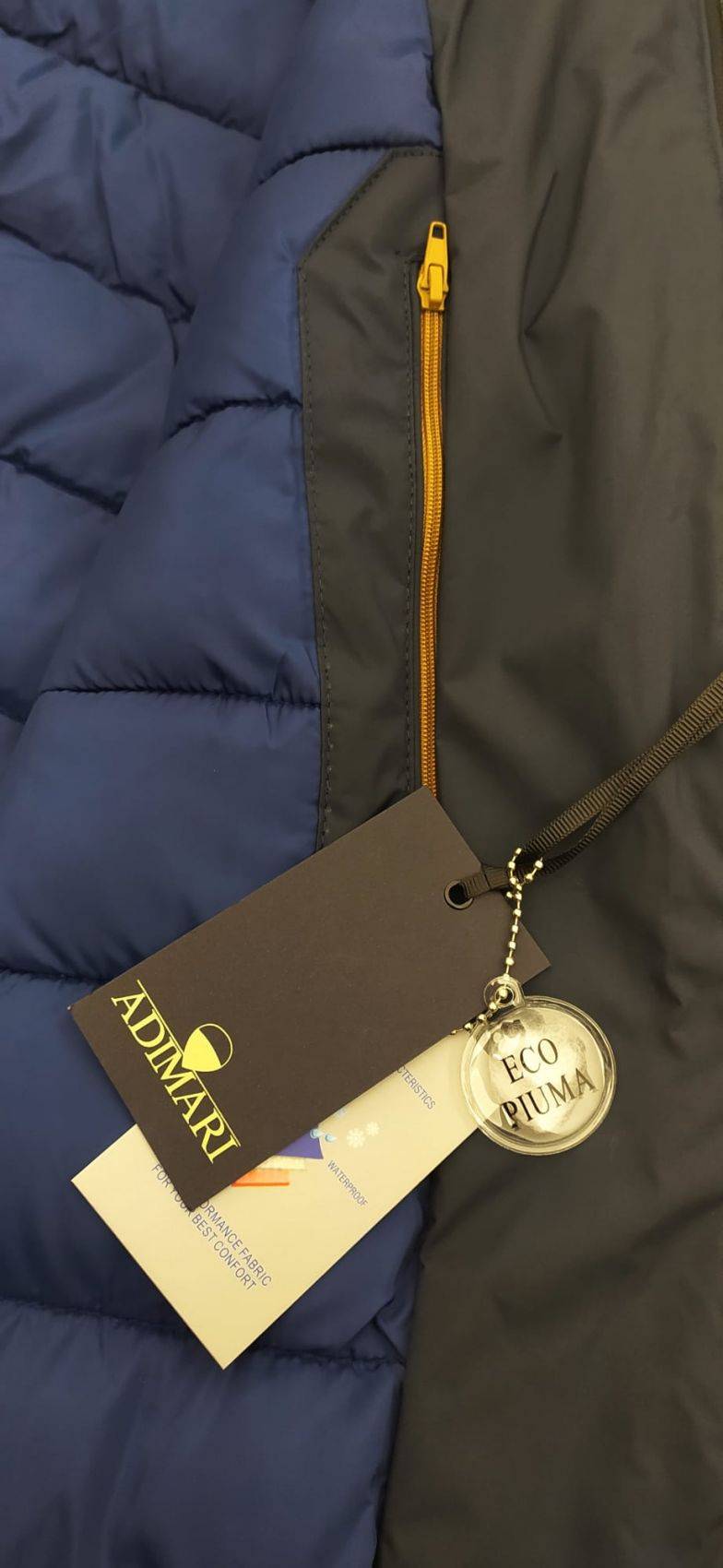 Adimari Parka in eco piuma blu adimari con cappuccio Saldi Di Fabbrica