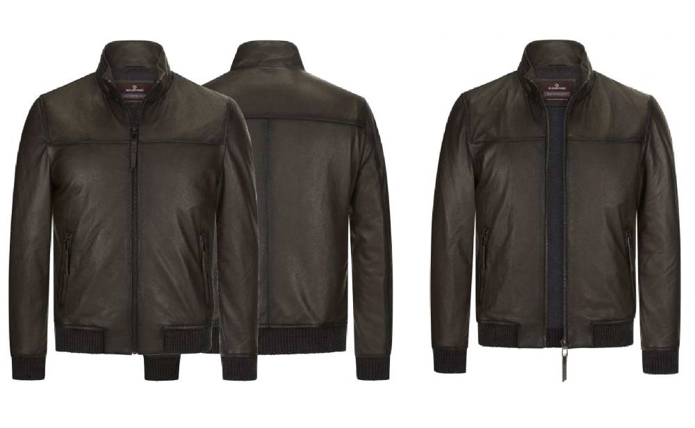 Milestone Giubbino bomber milestone marrone con elastico Nuova