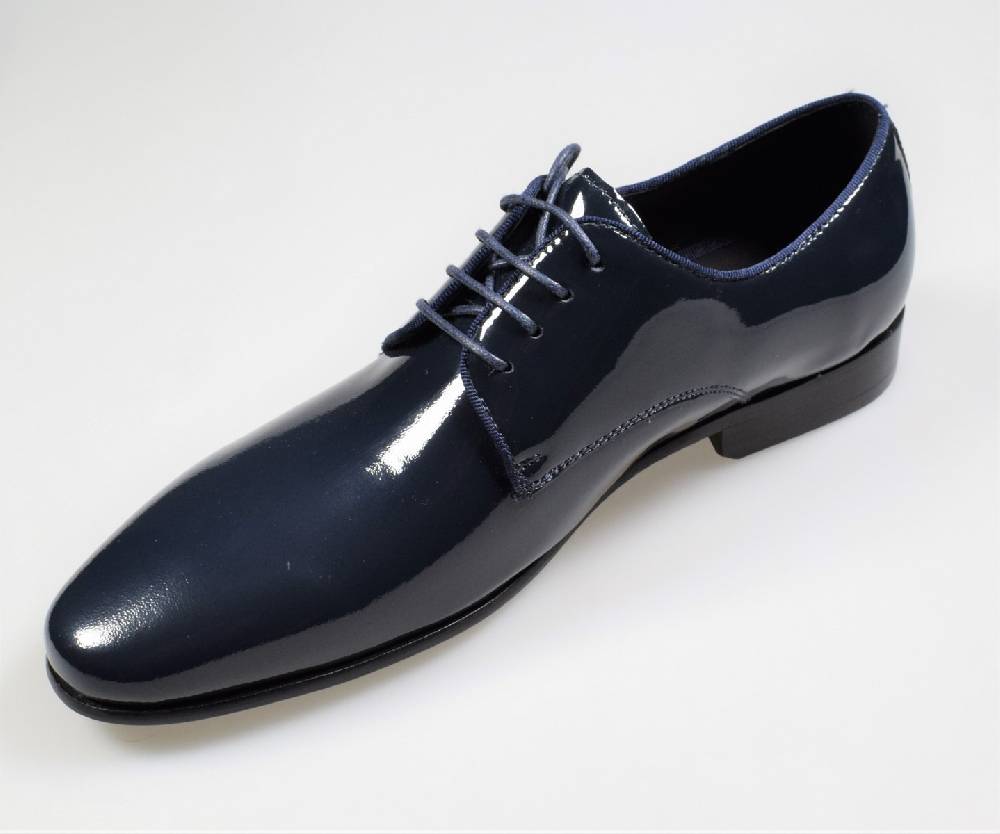 Digel Scarpa elegante da cerimonia blu digel in vera pelle verniciata Italia
