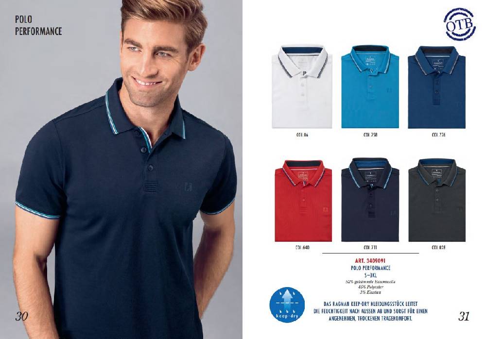 Ragman Polo blu marine in tessuto performante ragman modern fit Convenienza