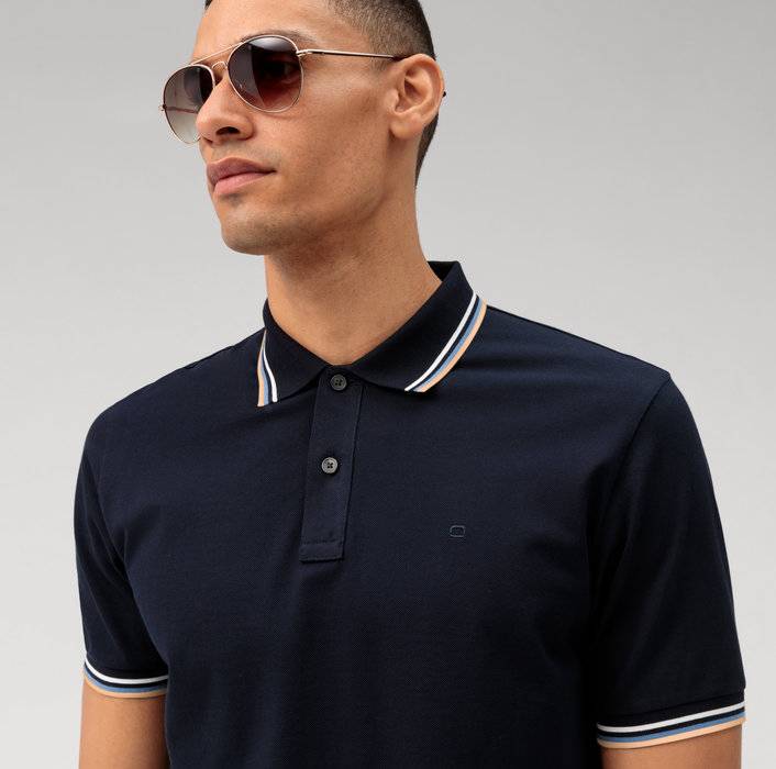 Olymp Polo blu olymp regular fit cotone piqué Super sconto