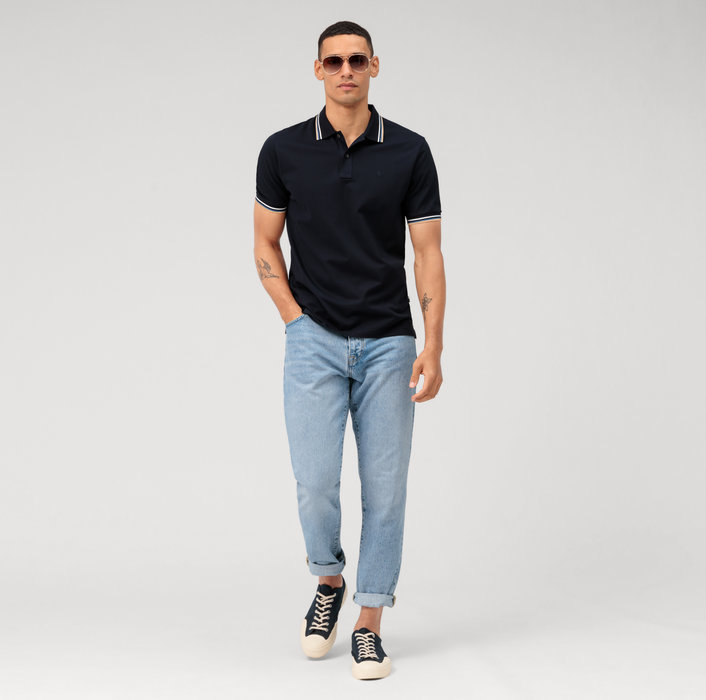 Olymp Polo blu olymp regular fit cotone piqué Super sconto