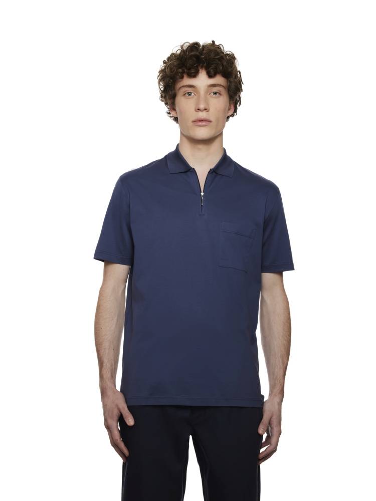 Montechiaro Polo zip montechiaro maniche corte in jersey filo di scozia con taschino