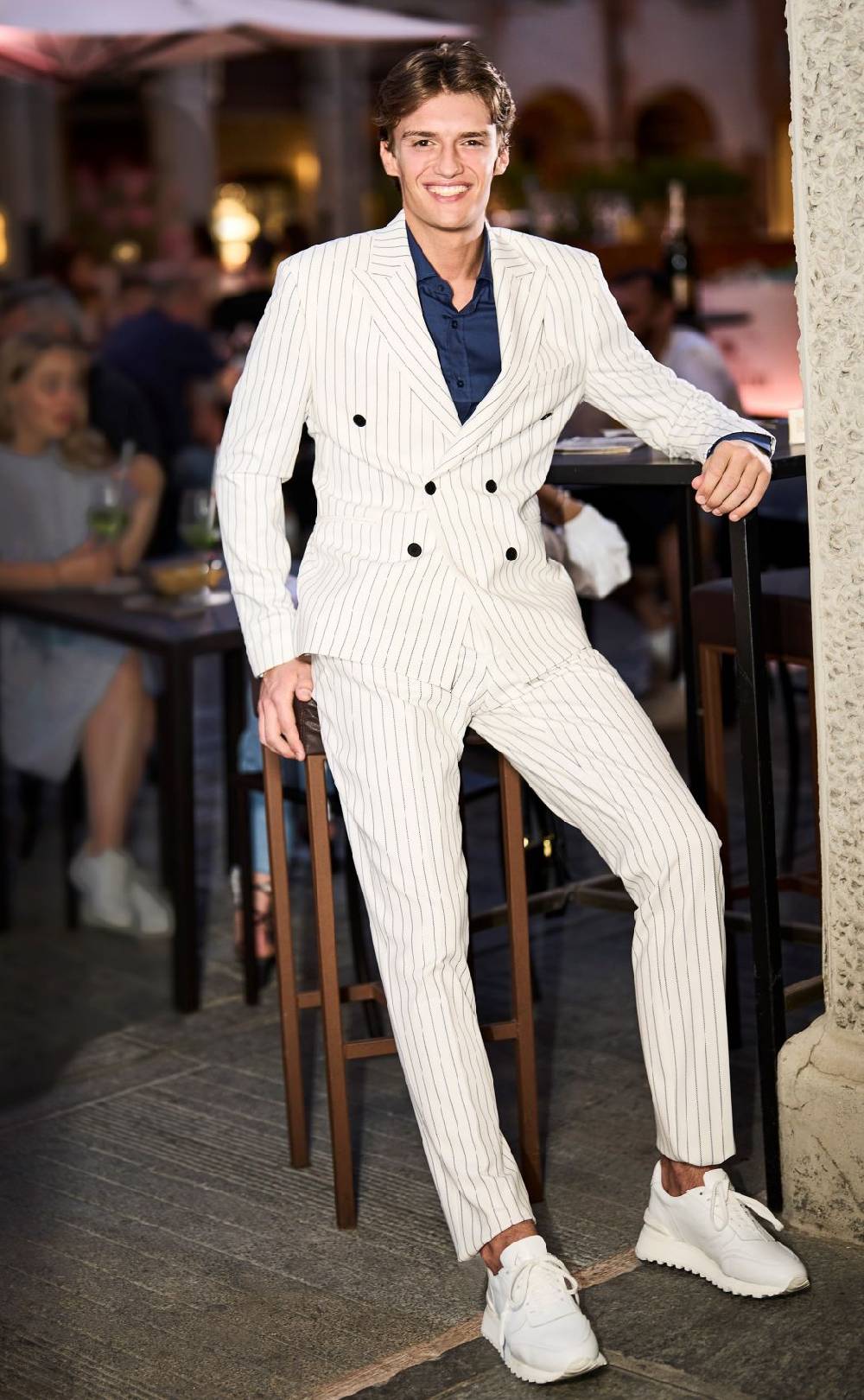 Musani Milano Cerimonia Abito musani gessato a doppio petto slim fit In Linea