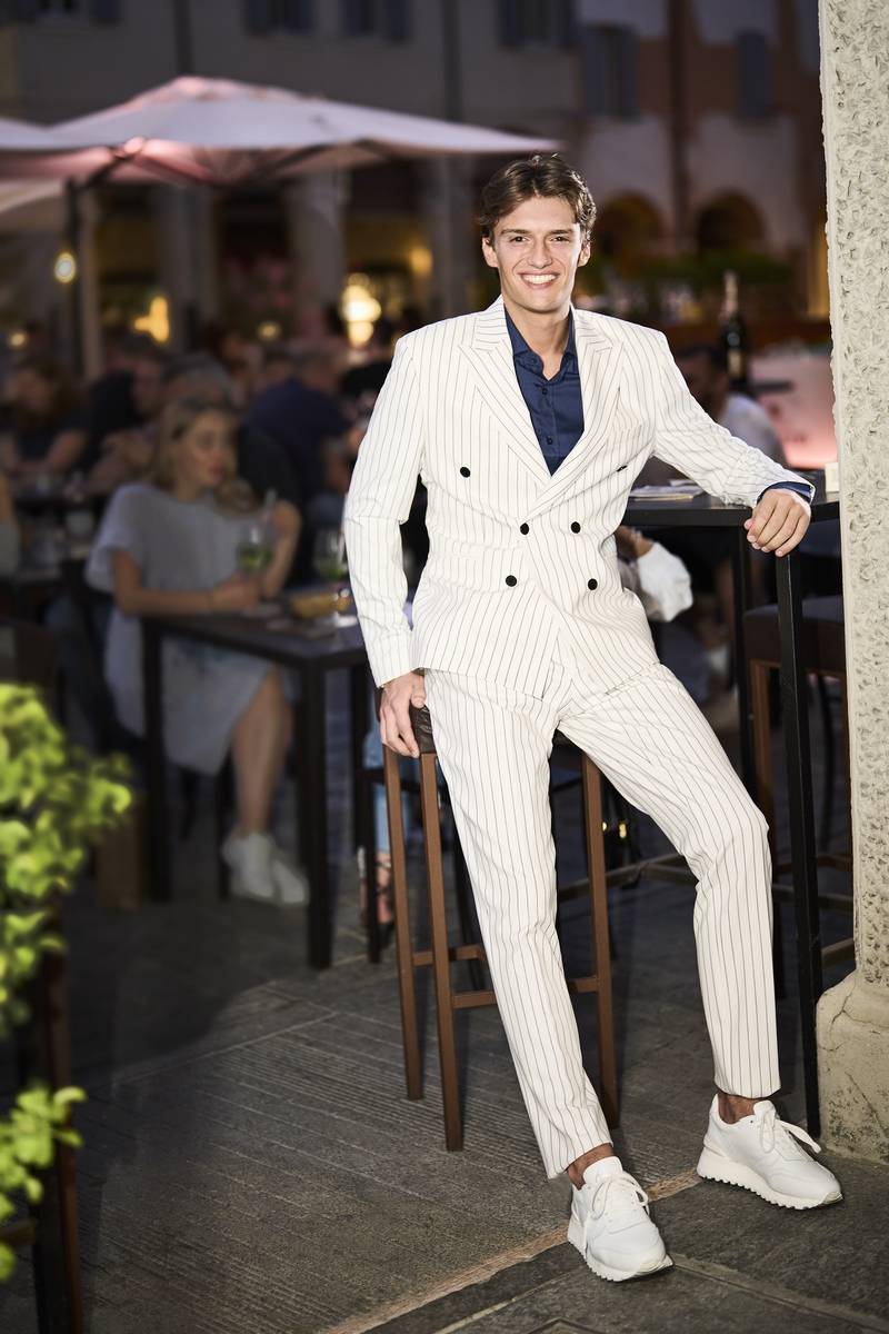 Musani Milano Cerimonia Abito musani gessato a doppio petto slim fit In Linea