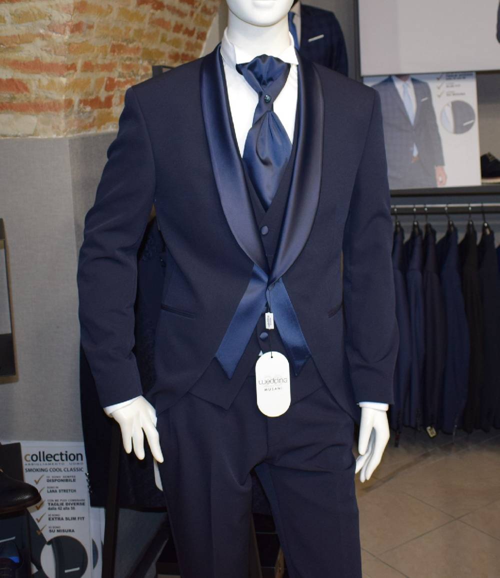 Musani Milano Cerimonia Smoking da sposo moderno blu musani cerimonia Qualità