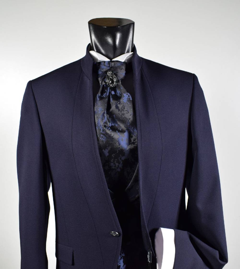 Musani Milano Cerimonia Abito blu musani cerimonia slim fit con panciotto e cravatta Spedizione Gratuita