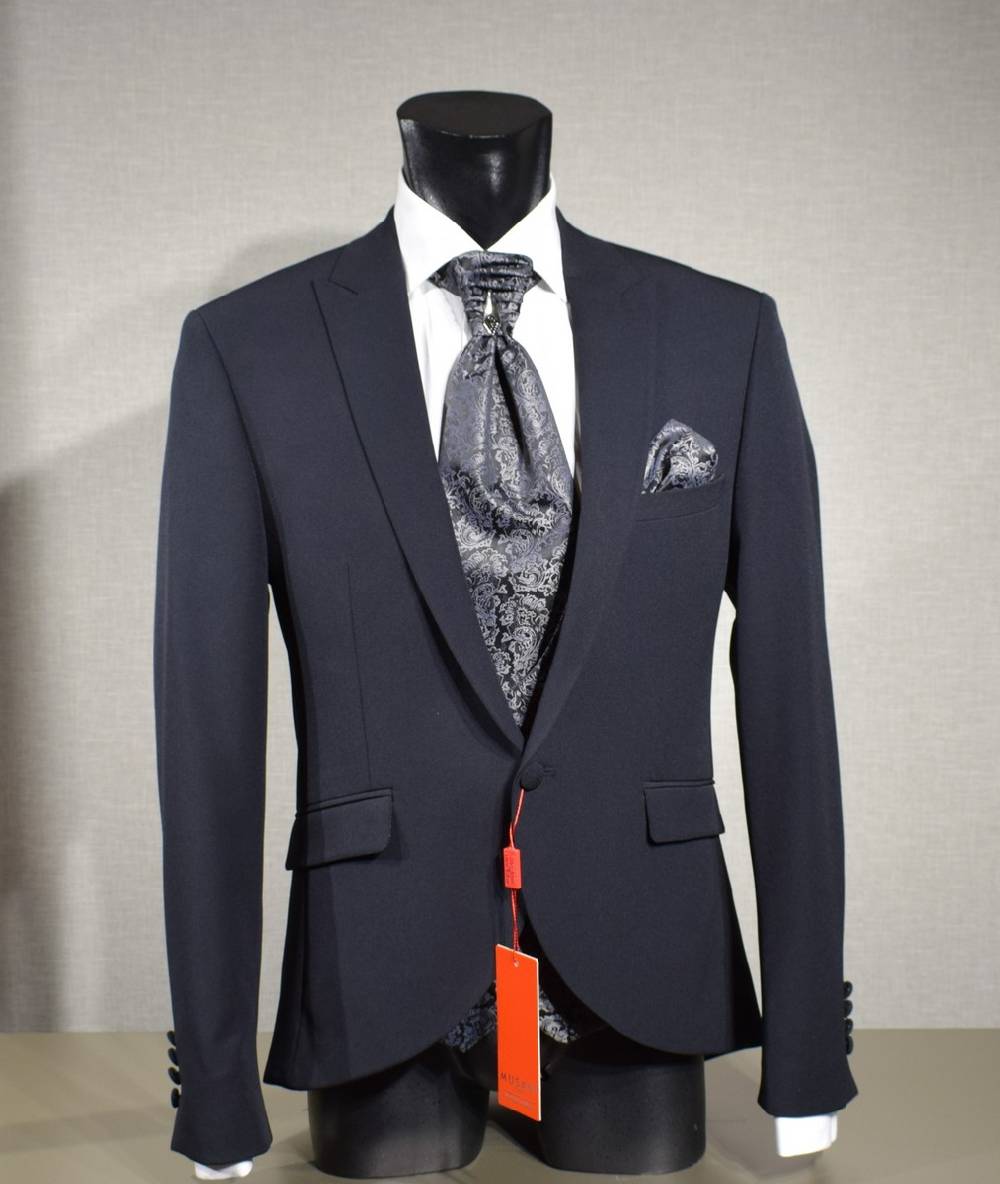 Musani Milano Cerimonia Abito elegante nero musani cerimonia slim fit con panciotto Pezzi Unici