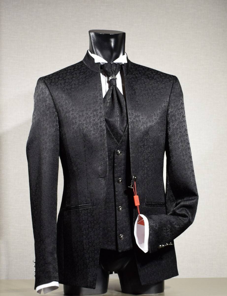 Musani Milano Cerimonia Abito musani cerimonia nero damascato slim fit Soddisfazione Garantita