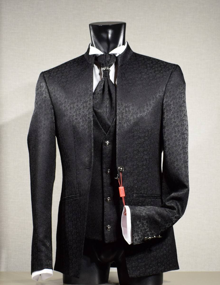 Musani Milano Cerimonia Abito musani cerimonia nero damascato slim fit Soddisfazione Garantita