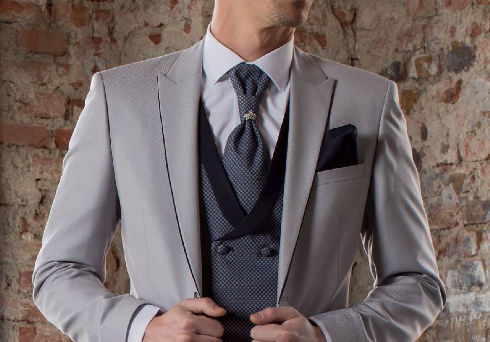 Musani Milano Cerimonia Abito musani cerimonia grigio chiaro slim fit con petto a lancia Fino Al -60%