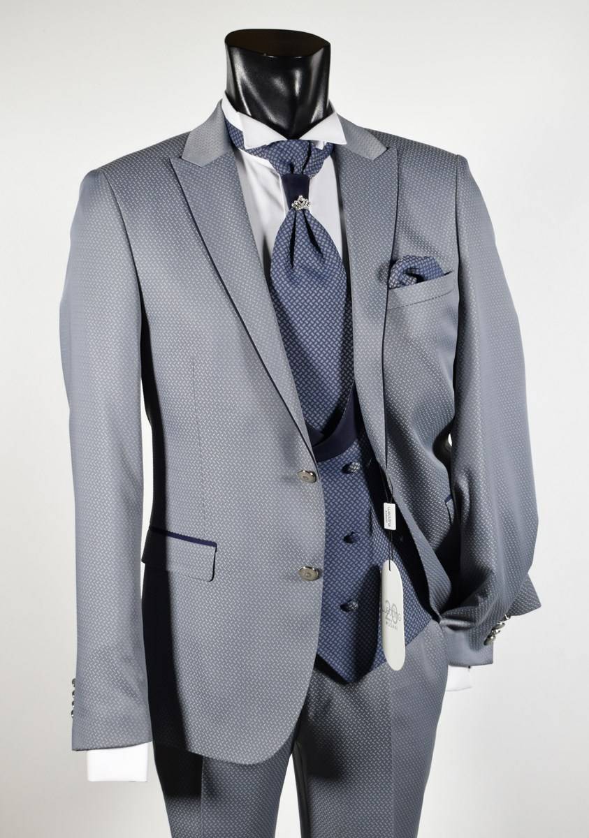 Musani Milano Cerimonia Abito musani cerimonia grigio chiaro slim fit con petto a lancia Fino Al -60%