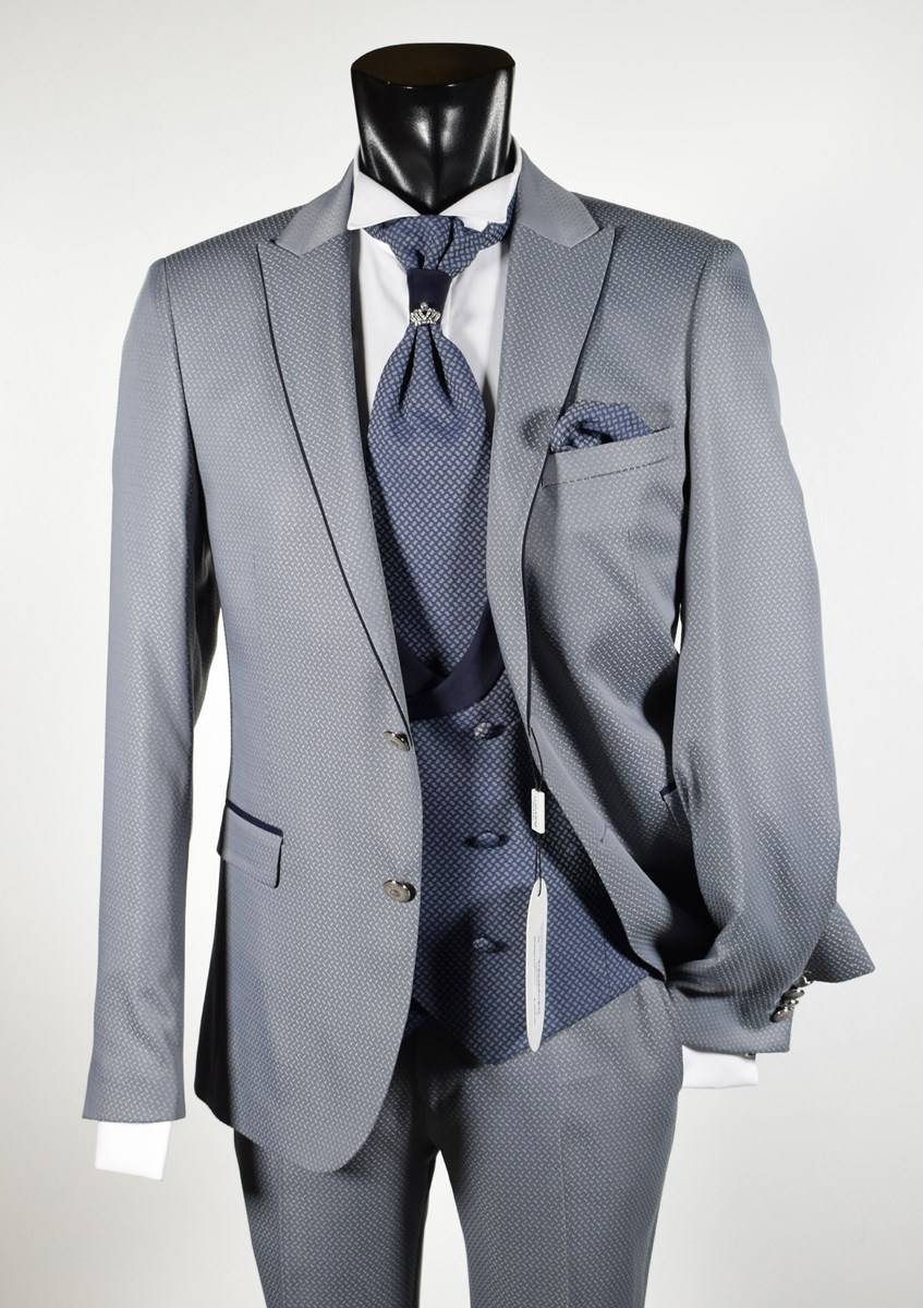 Musani Milano Cerimonia Abito musani cerimonia grigio chiaro slim fit con petto a lancia Fino Al -60%