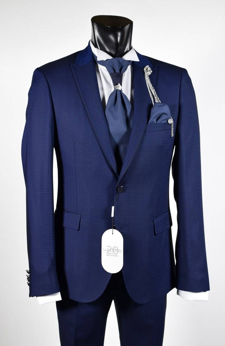 Musani Milano Cerimonia Abito musani cerimonia bluette slim fit con petto a lancia Affare Del Giorno