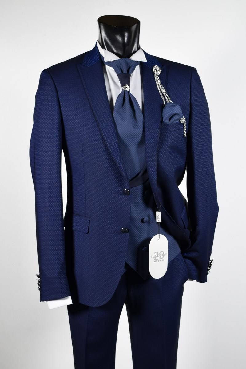 Musani Milano Cerimonia Abito musani cerimonia bluette slim fit con petto a lancia Affare Del Giorno