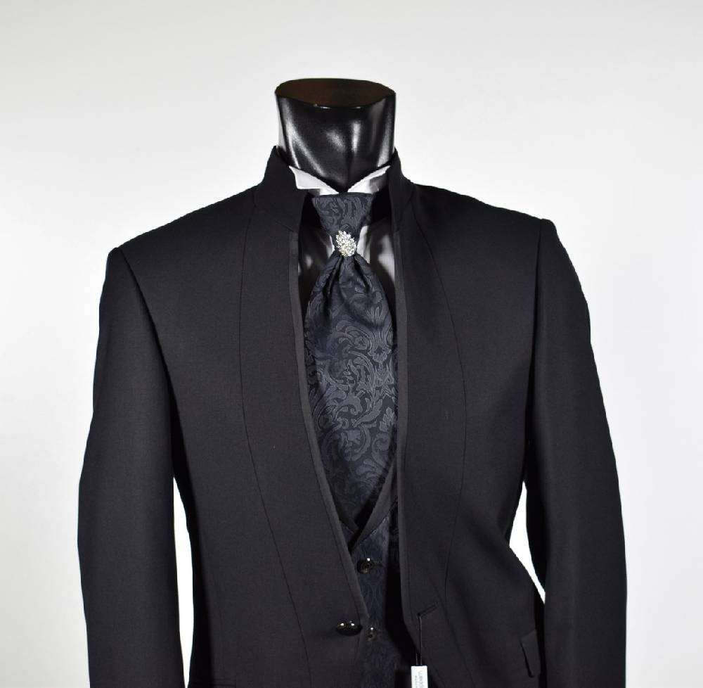Musani Milano Cerimonia Abito nero slim fit musani cerimonia modello alla coreana Prezzo Ridotto
