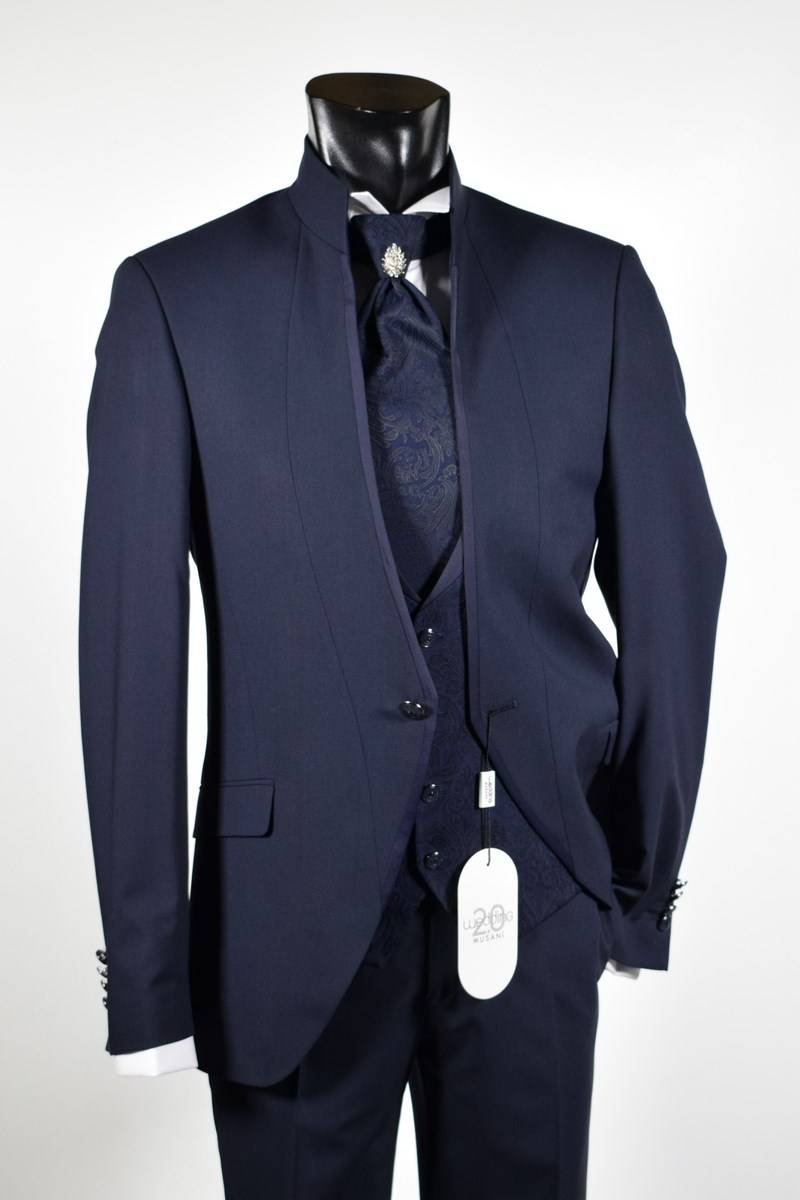 Musani Milano Cerimonia Abito blu slim fit musani milano modello alla coreana Sottocosto