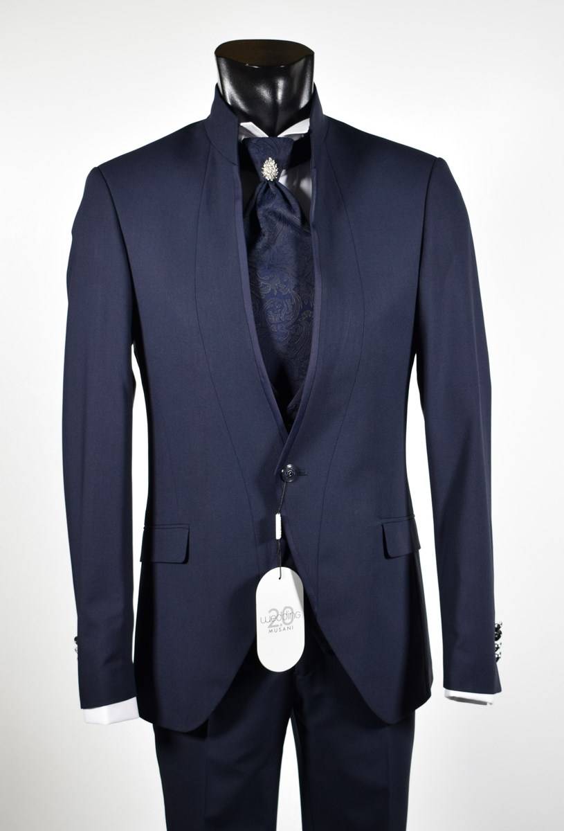 Musani Milano Cerimonia Abito blu slim fit musani milano modello alla coreana Sottocosto
