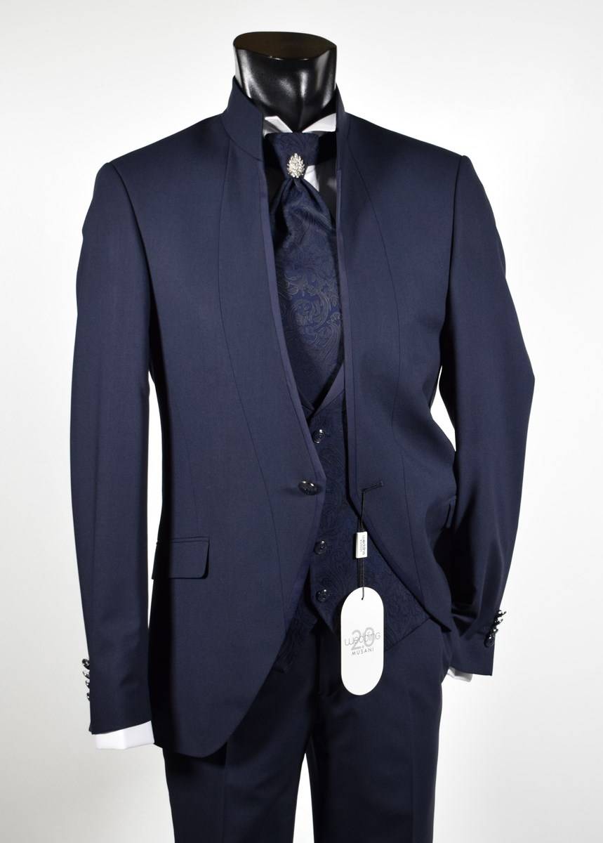 Musani Milano Cerimonia Abito blu slim fit musani milano modello alla coreana Sottocosto