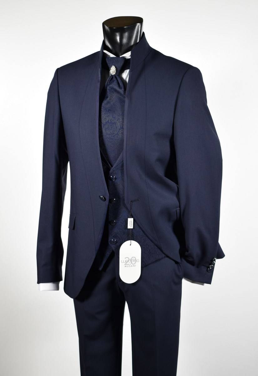 Musani Milano Cerimonia Abito blu slim fit musani milano modello alla coreana Sottocosto