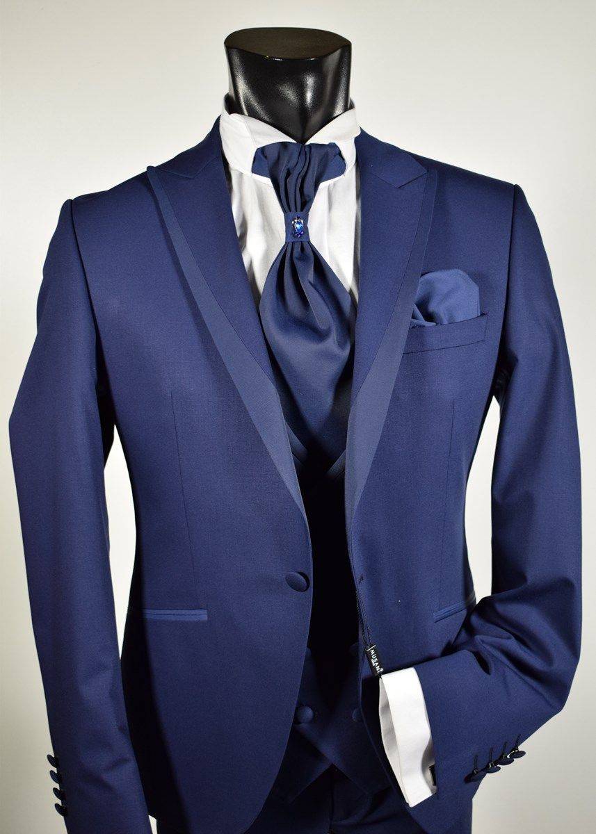 Musani Milano Cerimonia Abito bluette slim fit musani cerimonia completo di panciotto cravatta camicia Presa