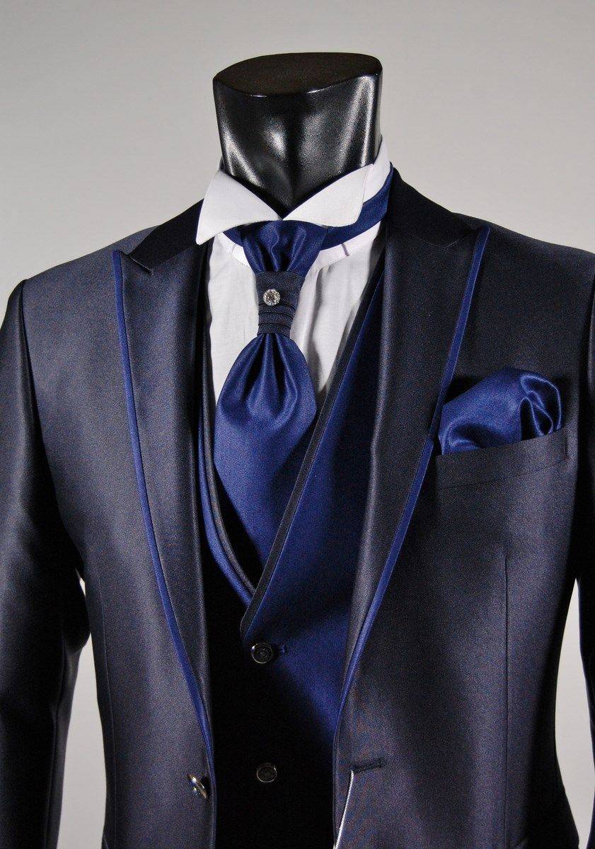 Musani Milano Cerimonia Abito da sposo slim fit musani cerimonia in colore blu e nero Online