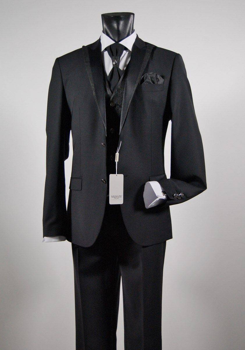 Musani Milano Cerimonia Abito nero musani cerimonia uomo drop sei lana stretch Offerte