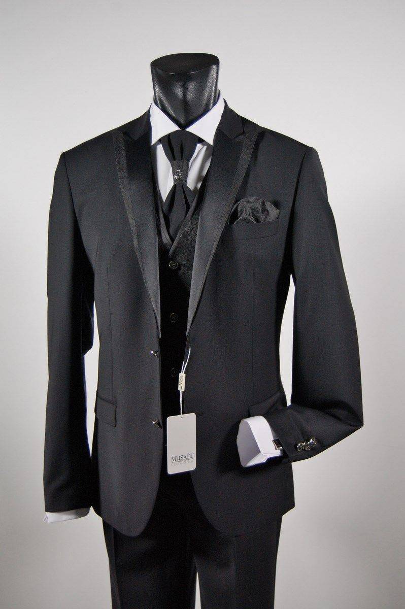 Musani Milano Cerimonia Abito nero musani cerimonia uomo drop sei lana stretch Offerte