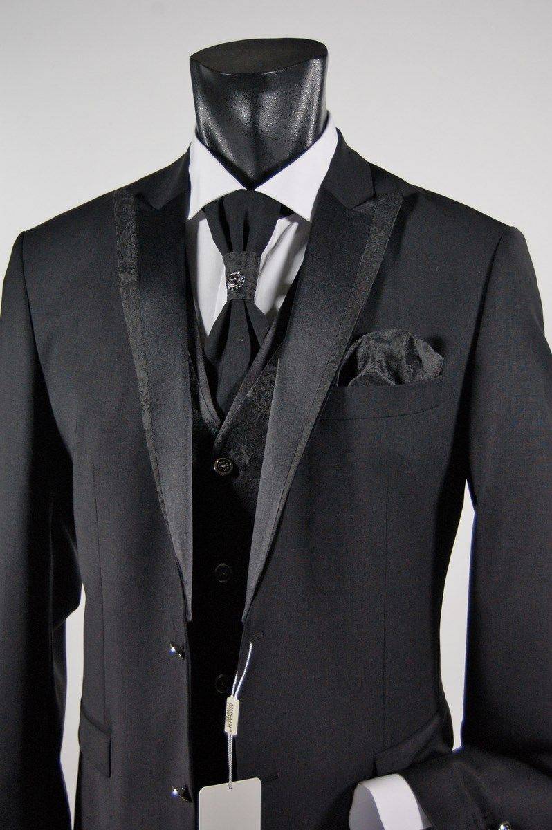 Musani Milano Cerimonia Abito nero musani cerimonia uomo drop sei lana stretch Offerte