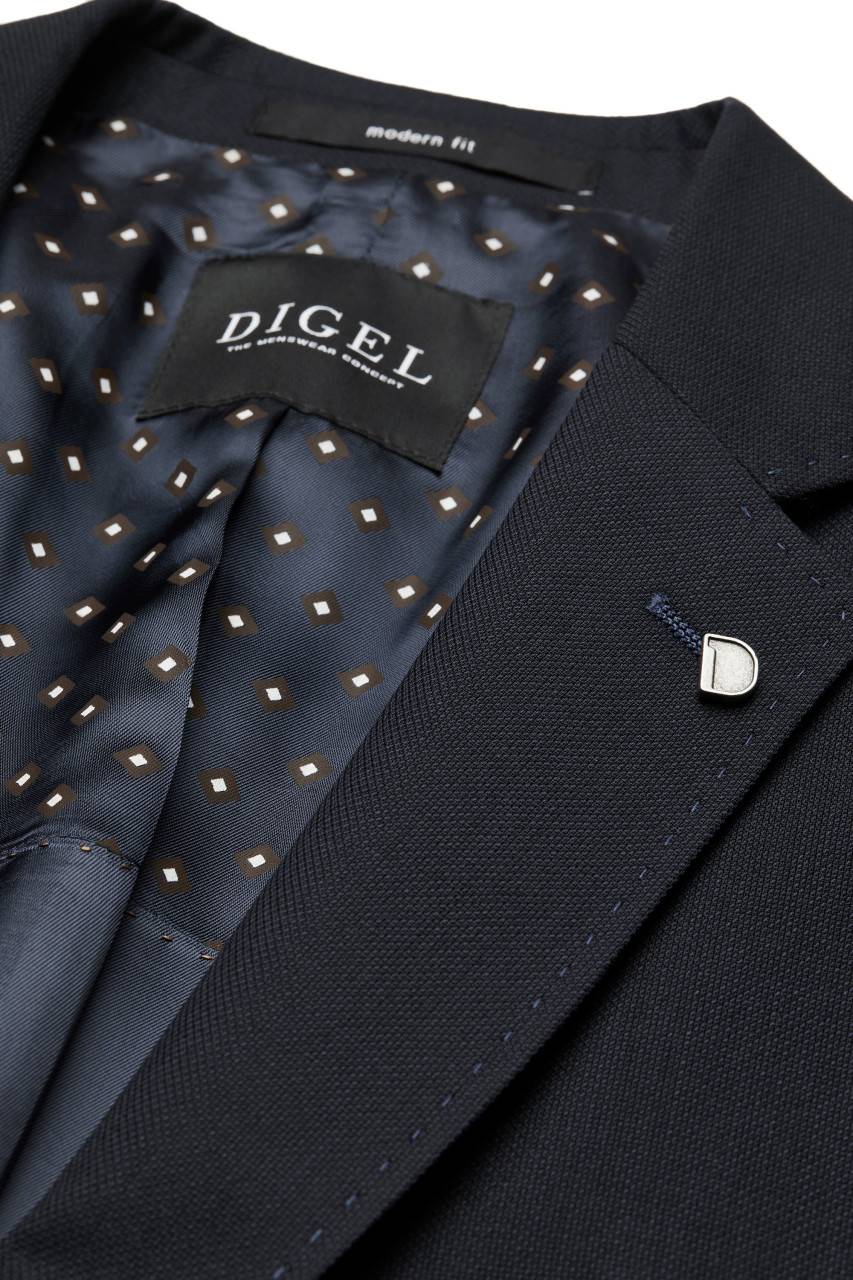 Digel Giacca blu scuro digel drop quattro corto lana marzotto con tasche a toppa Vendita Economica