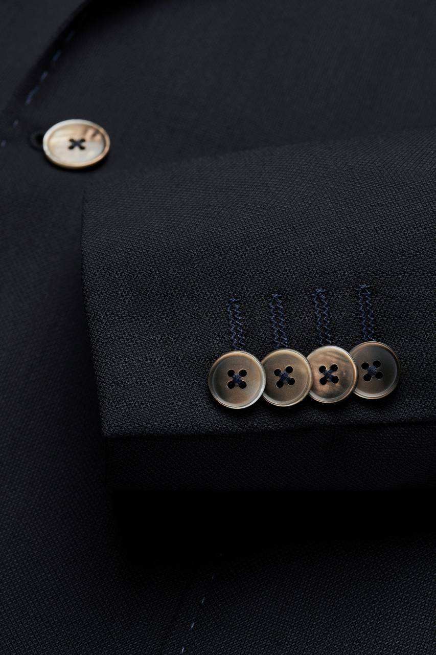 Digel Giacca blu scuro digel drop quattro corto lana marzotto con tasche a toppa Vendita Economica
