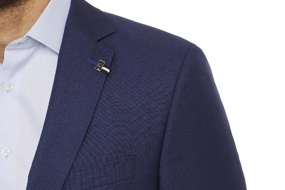 Digel Giacca blu marine digel drop quattro corto lana marzotto con tasche a toppa Online Outlet
