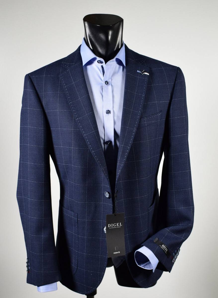 Digel Giacca blu a quadri digel drop sei modern fit Vendite Flash